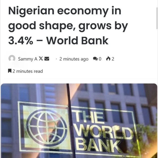 The World Bank has reported that Nigeria’s economy is performing well, recording a growth rate of 3.4 percent in 2024 despite high inflation.

Read the full story on our website at www.diasporalens.com
#economy #worldbank #diasporalens #DiasporaVoices #AfricaRising #diasporatv